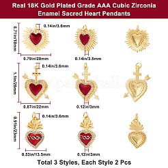 6 шт. 3 стиля латунных подвесок с микропаве из прозрачного кубического циркония класса ААА KK-BBC0015-33A
