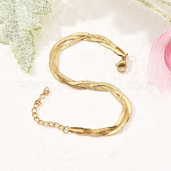 Браслеты из нержавеющей стали 304 с цепочками-елочками для женщин&nbsp;BJEW-B137-02G