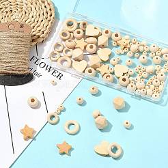 120 шт. 10 стиля необработанных деревянных бусин WOOD-FS0002-37