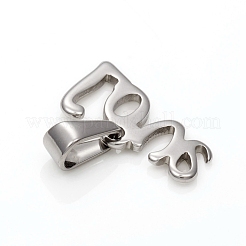 変色しにくい304ステンレススチールペンダント  単語の愛  ステンレス鋼色  9.5x18.5x1.5mm  穴：3.5x7mm&nbsp;STAS-I136-23P