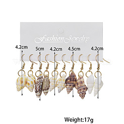 5 пара серег-подвесок из натуральных ракушек в богемном стиле FS-WG7C3B3-01