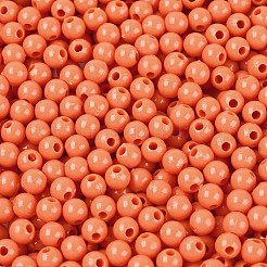 不透明なアクリルビーズ  ラウンド  サンゴ  4mm  穴：1.2~1.4mm  約16665個/500g&nbsp;SACR-A006-06H