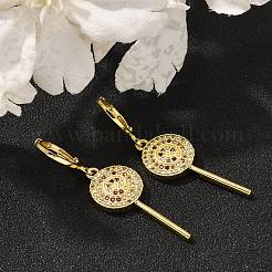 Серьги с застежкой-молнией из латуни с микропаве из кубических цирконий для женщин EJEW-G419-01G