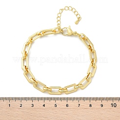 Латунные прямоугольные звенья цепи браслеты для женщин мужчин BJEW-K273-08G