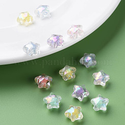 透明なアクリルビーズ  二層ビーズ  ABカラー  多面カット  スター  ミックスカラー  10.5x11x7mm  穴：2mm  約1280個/500g&nbsp;TACR-S152-01B