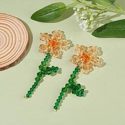 Boucles d'oreilles pendantes imitation cristal autrichien fleur de vie&nbsp;X1-EJEW-TA00029-02