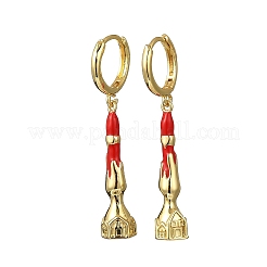 Серьги-кольца из латуни с эмалью EJEW-B149-04G