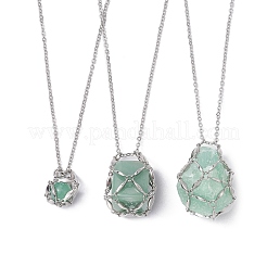 3 шт. 3 стиля 304 нержавеющая сталь и латунь макраме мешочек пустой держатель камней для изготовления подвесок ожерелий NJEW-JN04443