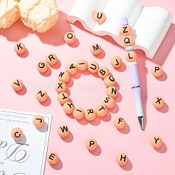 1 набор из 26 оранжевых круглых силиконовых бусин с буквами&nbsp;ST-CJ0041-009