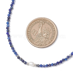 Ожерелье из граненых круглых бусин из натурального лазурита диаметром 2 мм.&nbsp;NJEW-JN05918-01