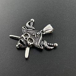 Крутые мужские ожерелья в стиле панк из нержавеющей стали 304 с изображением пиратского черепа BD7162