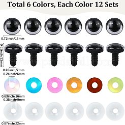 24 набор 6-х цветных безопасных глаз из АБС-пластика&nbsp;DIY-GF0010-66B