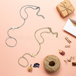 2шт 2-х цветные браслеты из нержавеющей стали с перекрестными связями BJEW-CY0001-08