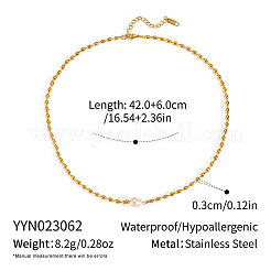 Ожерелья из французских бусин из натурального пресноводного жемчуга в форме картофеля и риса из нержавеющей стали для женщин KT1786