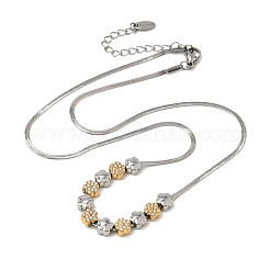 Collana con ciondolo a catena piatta a serpente in acciaio inossidabile 304 bicolore con micro pavé di zirconi cubici trasparenti&nbsp;SA-CBAB122-01B