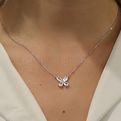 Элегантное серебряное колье с бабочкой и цирконом для женщин на отдых TG1092