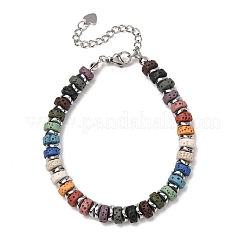 Bracelets heishi en roche de lave naturelle teintée selon les chakras&nbsp;GG-CBA922D-02