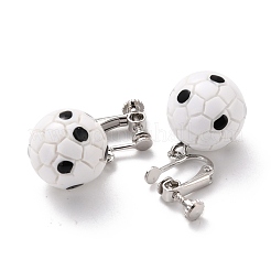Runde Fußball-Ohrclips für Damen&nbsp;EJEW-Z015-09