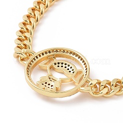 Разноцветный браслет из звеньев девушки из кубического циркония BJEW-B068-01