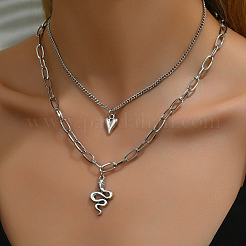 Готический стиль цинковый сплав змея сердце кулон двухслойное ожерелье унисекс украшения для вечеринок UY0125