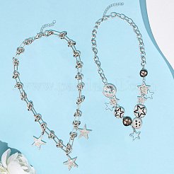 2 шт. 2 комплекта ожерелий из сплава со звездами для женщин&nbsp;NJEW-SC0001-51