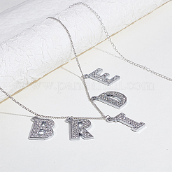 Кулон из сплава со стразами и надписью «невеста» из железа&nbsp;NJEW-GA00006