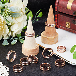 12 Stück 6 Größen 304 Edelstahl geriffelte Fingerringfassungen&nbsp;RJEW-SC0001-04