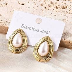 201 серьги-гвоздики из нержавеющей стали в форме капли EJEW-P304-02G