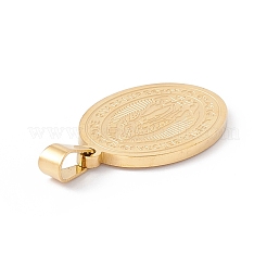 イオンプレーティング（IP）304ステンレスペンダント  楕円形の聖人  ゴールドカラー  27x18x2mm  穴：7x3.5mm&nbsp;STAS-C057-02G