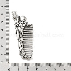 304ステンレススチール製ビッグペンダント  ドラゴンコームチャーム  アンティークシルバー  22.5x52x10.5mm  穴：8x5mm&nbsp;STAS-M336-07AS