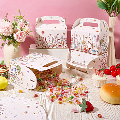 12個 2スタイル 花柄プリント ポータブル ペーパー キャンディ ギフト トートボックス  長方形  ミックスカラー  25.9x25.5x0.1cm  完成品：16x9.5x16.5cm  6個/スタイル&nbsp;CON-CP0001-020