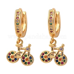 Серьги-кольца из велосипедной латуни с микропаве из кубических цирконий EJEW-F384-11G