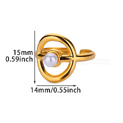 レトロロイヤルスタイル 304 ステンレススチール イミテーションパール カフリング  リング  内径：18mm&nbsp;FS-WG343E9-02