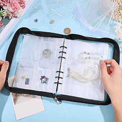 Organisateur de bijoux transparent en PVC avec fermeture éclair et livres&nbsp;ABAG-WH0063-114
