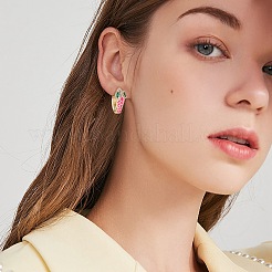 Серьги-кольца со змеей из кубического циркония с эмалью EJEW-SZ0001-87C