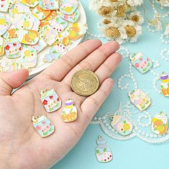 45 個 9 スタイルラックメッキ合金ペンダント  エナメル  カドミウムフリー＆ニッケルフリー＆鉛フリー  混合図形  ライトゴールド  ミックスカラー  23.5~26x14~16.5x1.3mm  穴：1.8mm  5個/スタイル&nbsp;ENAM-CJ0004-99