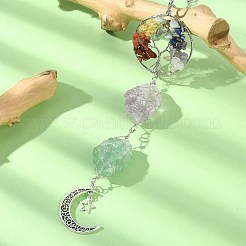 Мешочек с подвесками из натурального аметиста и зеленого авантюрина в проволочной оплетке&nbsp;HJEW-JM01297-01