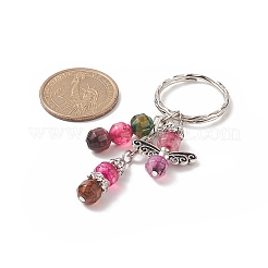 Натуральный агат и гальванические немагнитные синтетические гематитовые бусины подвесные брелоки KEYC-JKC00444