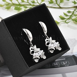 Латунные серьги-кольца из прозрачного кубического циркония EJEW-R016-06P