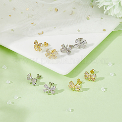 Фурнитура для сережек из латуни и циркония с покрытием стойки&nbsp;KK-DC0004-24