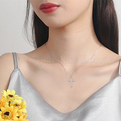 10個真鍮マイクロパヴェキュービックジルコニアペンダント  クロスチャーム  プラチナ  21x13x2mm  穴：3mm&nbsp;ZIRC-SZ0005-70P