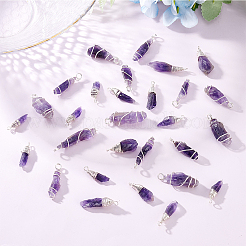 40 шт. 2 стиля необработанных натуральных аметистовых подвесок FIND-DC0001-82