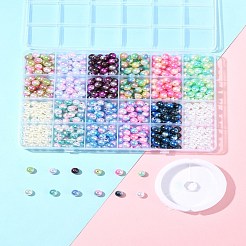 Наборы для изготовления браслетов из круглых радужных бусин из АБС-пластика с имитацией жемчуга&nbsp;DIY-FS0007-71