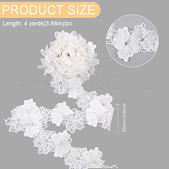 Двухслойная полиэстеровая 3d цветочная кружевная лента со стразами&nbsp;OCOR-WH0097-73A