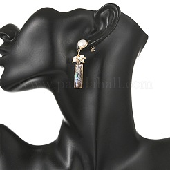 Ohrstecker mit Abalone-Imitation aus Messing und Emaille&nbsp;EJEW-JE07304-01