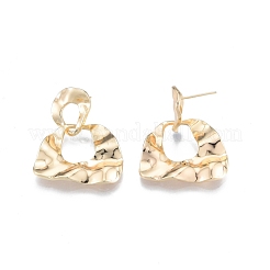 Латунные полукруглые серьги-гвоздики с подвесками для женщин&nbsp;EJEW-G309-02G