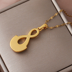Collares con colgante de infinito de acero inoxidable 304 vintage con cristales y rhinestone para mujer.&nbsp;UB6493