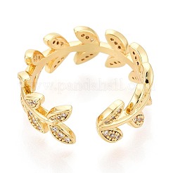 Латунные кольца-манжеты с микропаве из прозрачных кубических цирконий KK-T079-59G