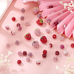 60 шт. бусины из полимерной глины ручной работы со стразами&nbsp;CLAY-BT0001-11