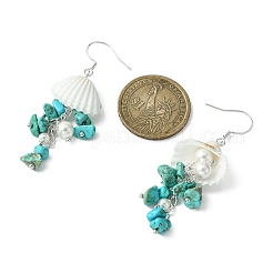 3 пара сережек с подвесками из натуральных и синтетических камней и ракушек 3 стилей EJEW-TA00280